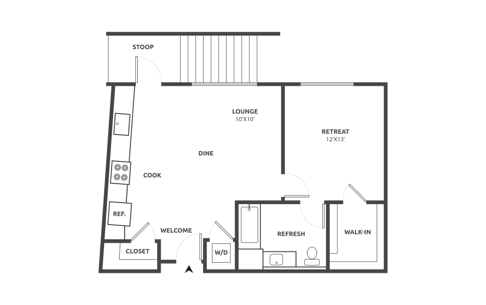 Modern Living Spaces Modern Living Spaces - 1 Bedroom Floorplan