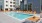 a swimming pool in a building