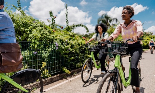 friends riding bikes